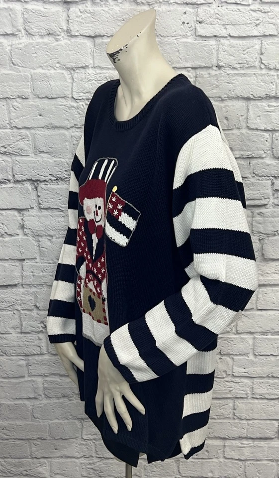 QUACKER FACTORY WOMEN'S MULTI COLOR PATRIOTIC SNOWMAN PRINT SWEATER SIZE 2X - Image 3 of 4