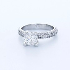 Side Stone Engagement Ring Solid Platinum 2.62 CT Round Lab-Grown Diamond G VS1