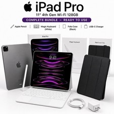 Apple iPad Pro 11" 4th Gen Wi  Fi 128GB, Pencil, Magic Keyboard, Folio,  more 