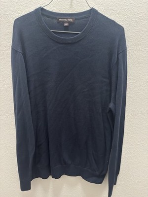 Michael Kors Men's L Navy Blue Cotton Knit Pullover Long Sleeve Sweater