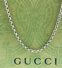 GUCCI Sterling Silver Rolo Chain Necklace 50cm Ag Silver