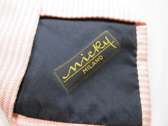 Nicky MILANO Men's Tie Silk Pink And Off-White Italy thumbnail 2