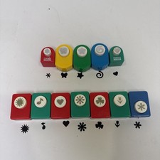 Lot Of 12 Assorted Mini Shape Craft Paper Punches Heart Star Flower Snow Clover