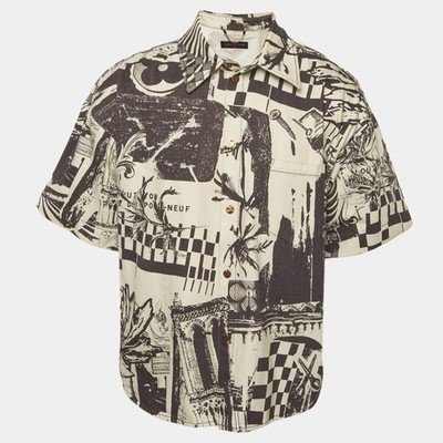 Louis Vuitton BlackWhite Graphic Print Denim Short Sleeve Shirt XL