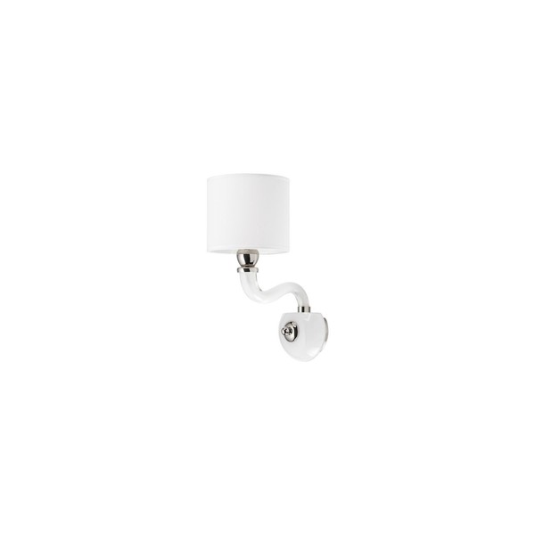 Wandlampe Wandleuchte Stoff Glas Weiß Chrom E14 Klassisch Innen Schlafzimmer-image