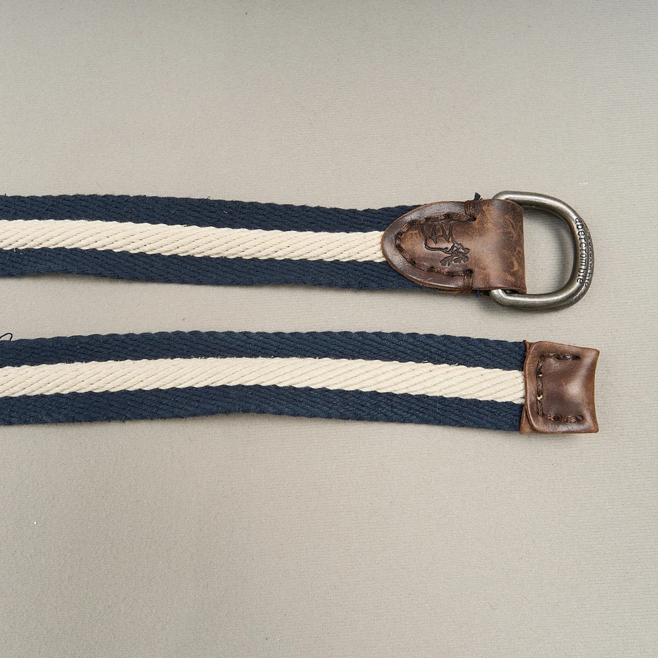 Cinturón Abercrombie para hombre S azul blanco lona anillo en D Foto 2 de 4