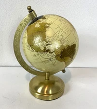 Mainstays Cream & Gold Tabletop Decorative Globe – Elegant 5.75" x 8" x 5" Desk