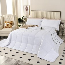Oversized King Comforter Set, 128x120 Reversible Lightweight All-Season White