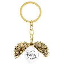 Keep Going Sunflower Keychain - Motivational Gift for Women, Best Friend Gif