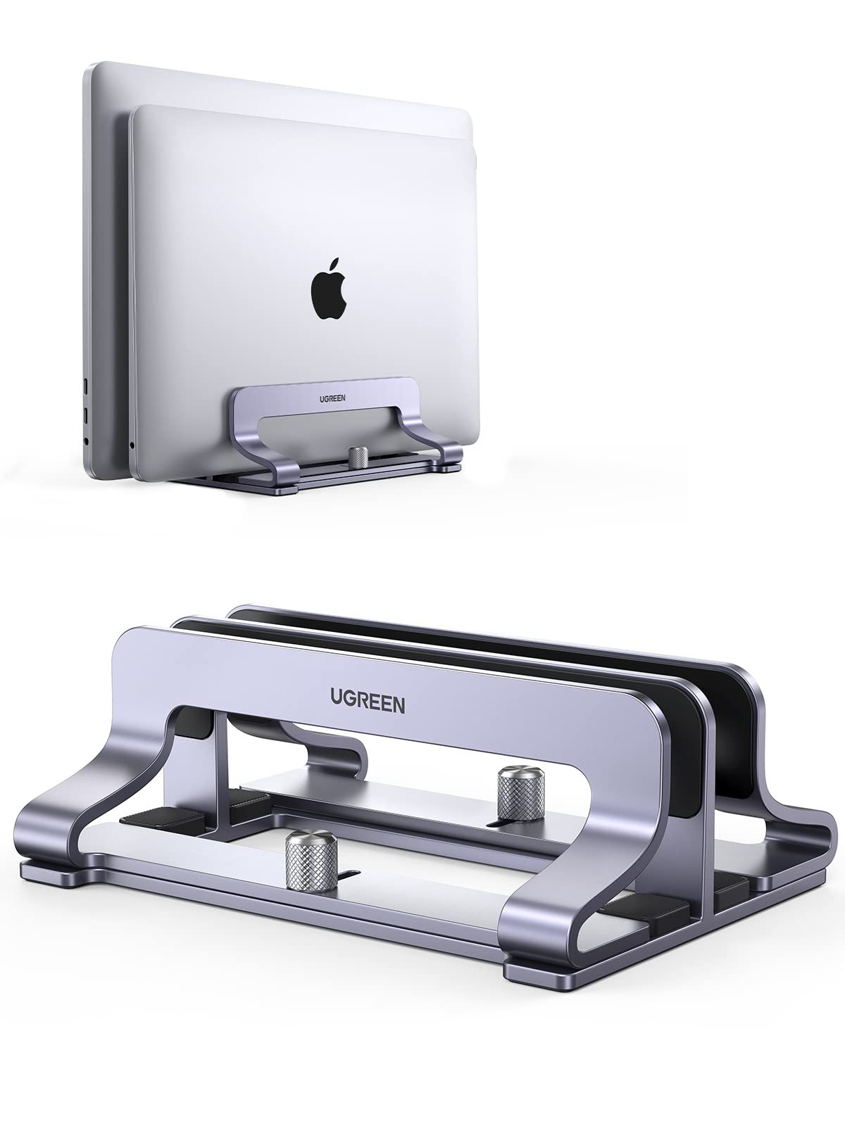 Laptop stand en aluminium double vertical haut de gamme pour l'écosystème Apple