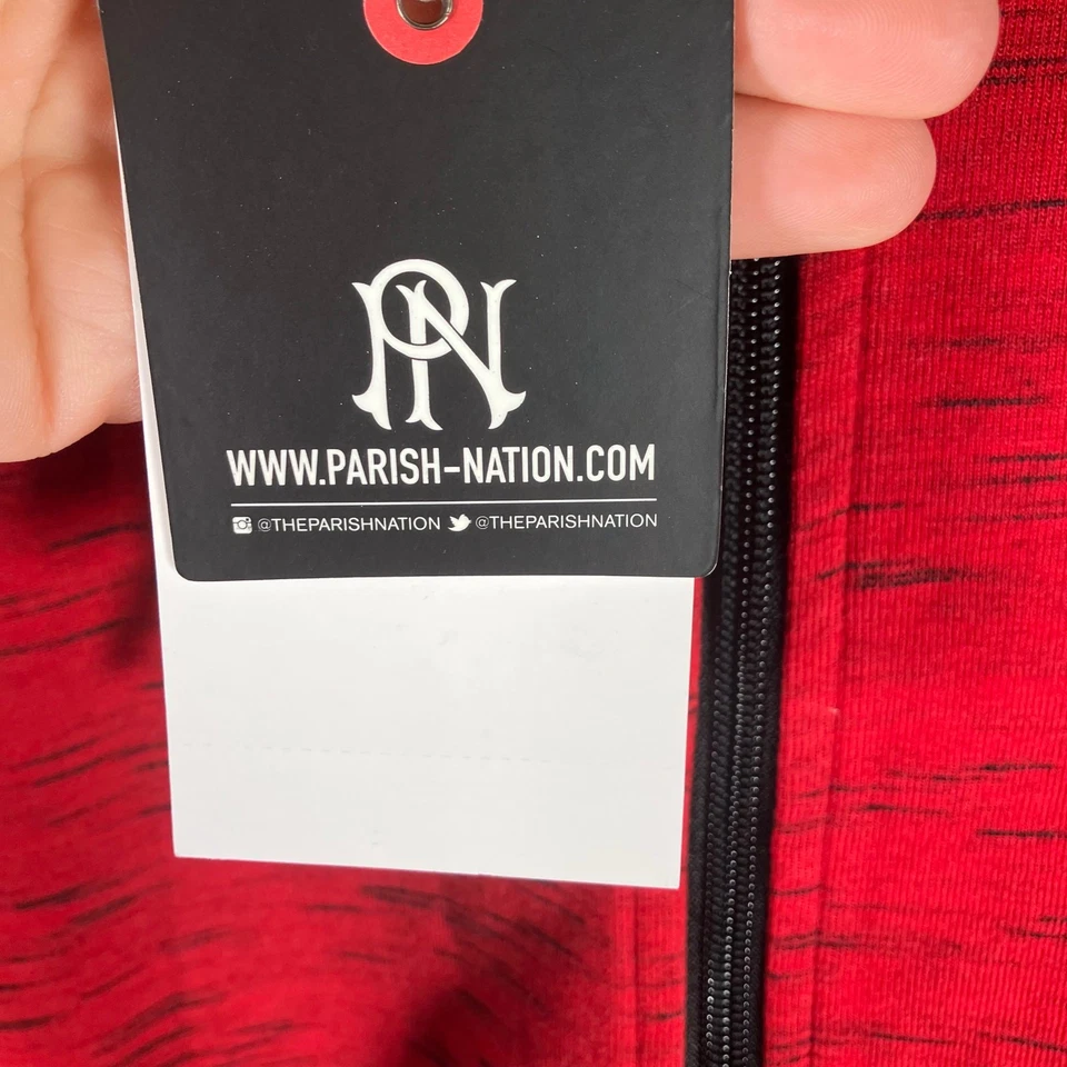 Conjunto de chándal Parish Nation rojo negro ombre 3XL cremallera sudadera con capucha y joggers para hombre nuevo Foto 2 de 4