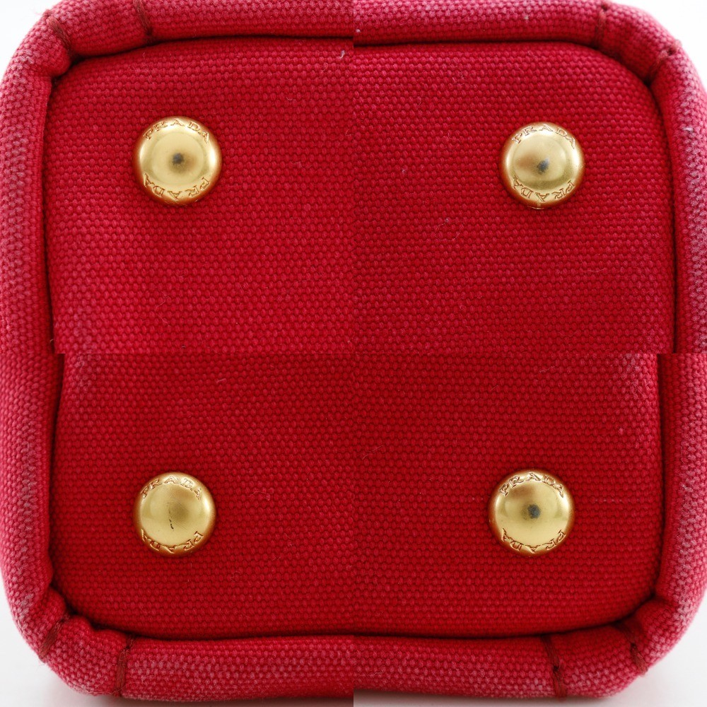 PRADA Canapa Tote Mini 2WAY Shoulder Handbag Canvas Red Ladies S222225715 Used f thumbnail 9