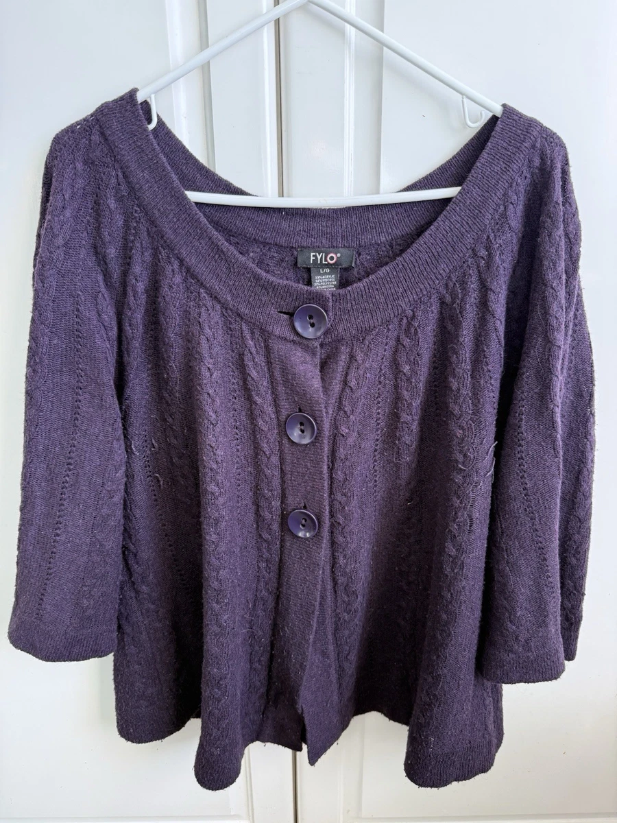 Pull Fylo Bleu Avec Bordure En Dentelle – Taille L, Occasion Très Bon état, Style Confortable à Col Rond