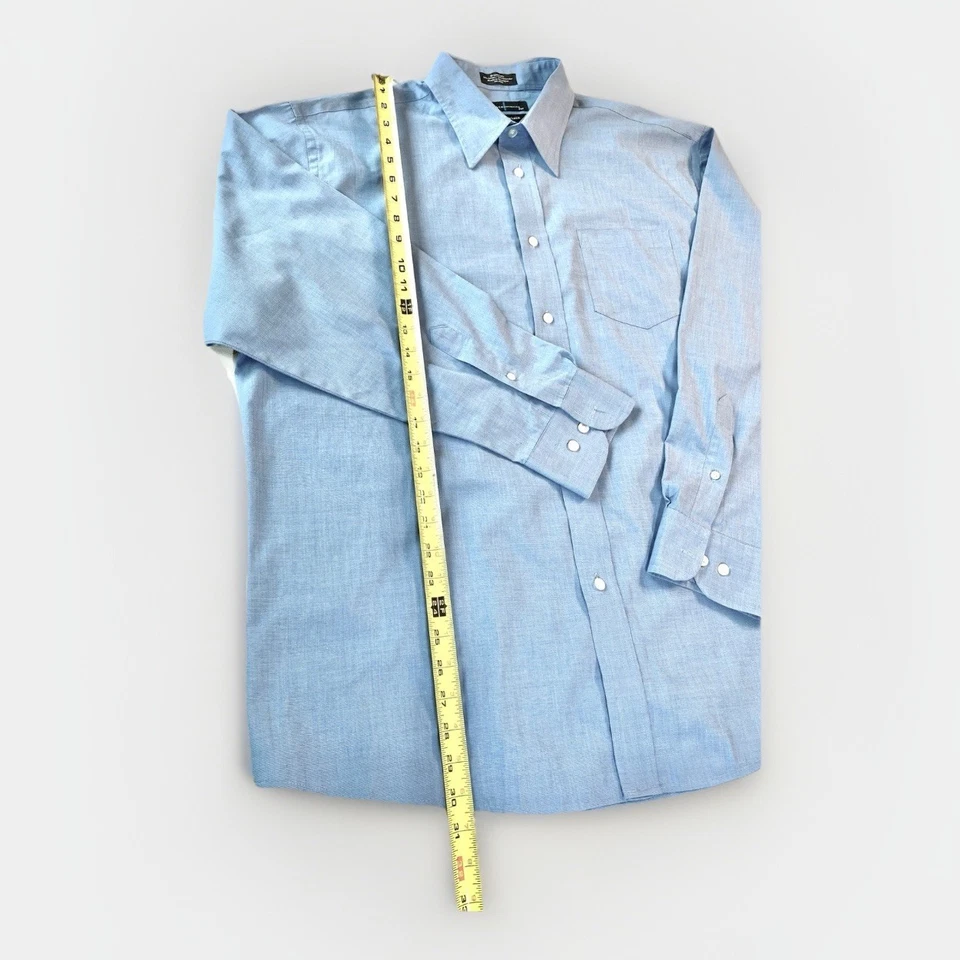 Camisa con botones Statements Broadcloth azul mediano manga larga para hombre XL 17-17,5 34-35 Foto 4 de 4