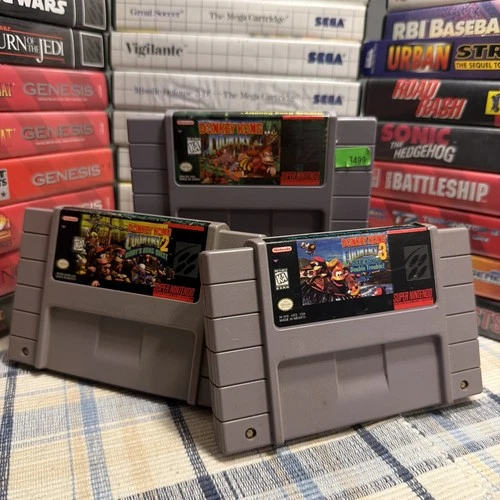 Super Nintendo SNES Donkey Kong Country 1 2 3 Trilogy Game Lot Authentic Tested