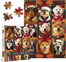 1000 Piece Puzzle Colorful Dog Christmas for Adults Holiday Scene Adult  Adult