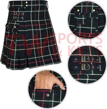 Men's Mackenzie Tartan Utility Kilt With With Two Side  One Back Cargo Pockets
