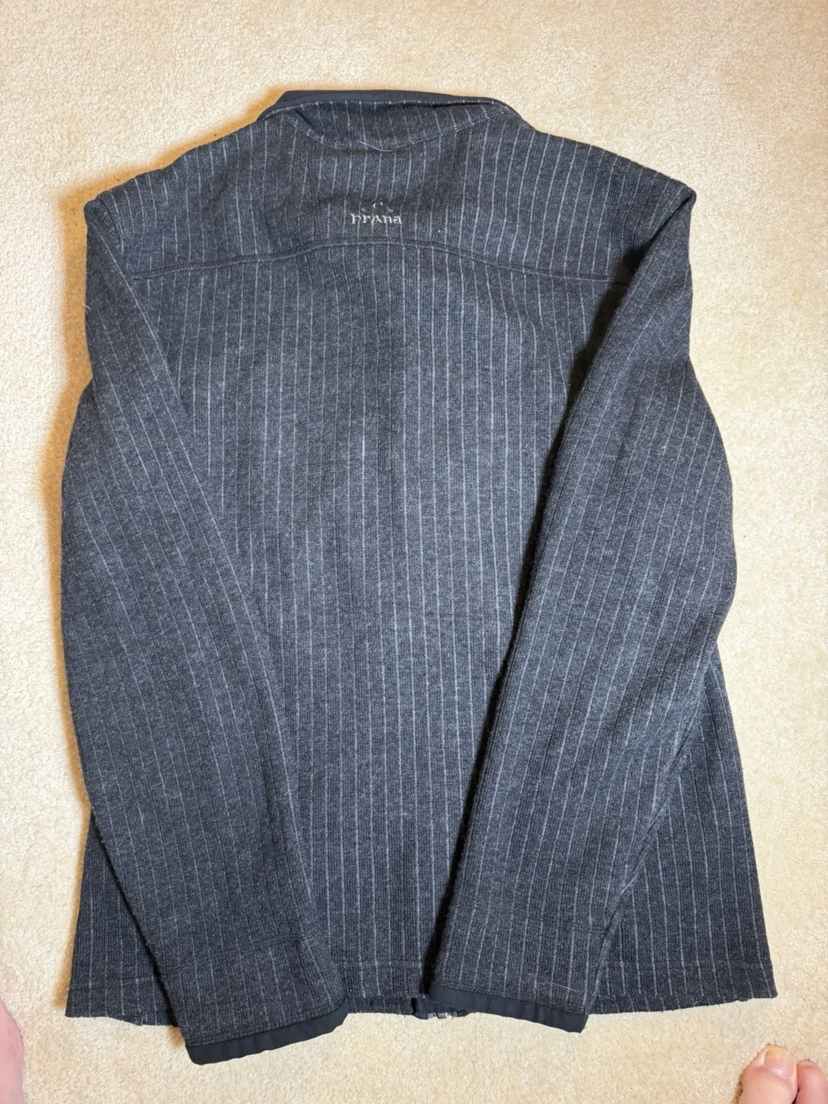 PrAna Mens Medium Gray Textured Full Zip Fleece Jacket Mock Neck Outdoor image 6