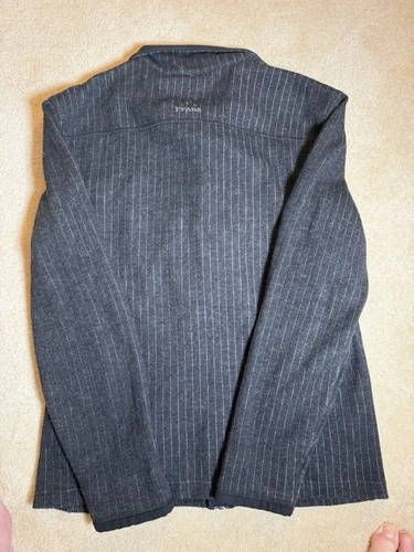 PrAna Mens Medium Gray Textured Full Zip Fleece Jacket Mock Neck Outdoor image 6