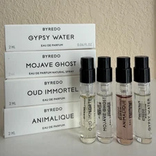 4 x Byredo Eau De Parfum Samples 4 x 2 ml Animalique Mojave Ghost Gypsy Water