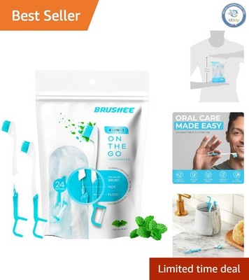 Convenient 4-in-1 Mini Toothbrush with Floss & Pick - 24 Disposable Packs