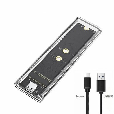 M.2 NVMe PCIe SSD External Enclosure USB Type-C Dual Protocol Clear Case