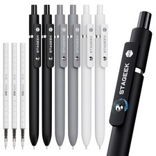 Black Gel Pens, 6Pcs Fine Point Smooth Writing Pens with 3 Extra Refills, Bla