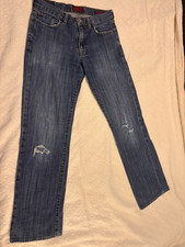 Lucky Brand Blue Medium Wash Straight Leg Denim Jeans Mid Rise Distressed