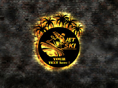 LED Leuchtreklame Schild Jeski Jetsky Jet Ski Surfbrett Neonreklame Beach Pamlen