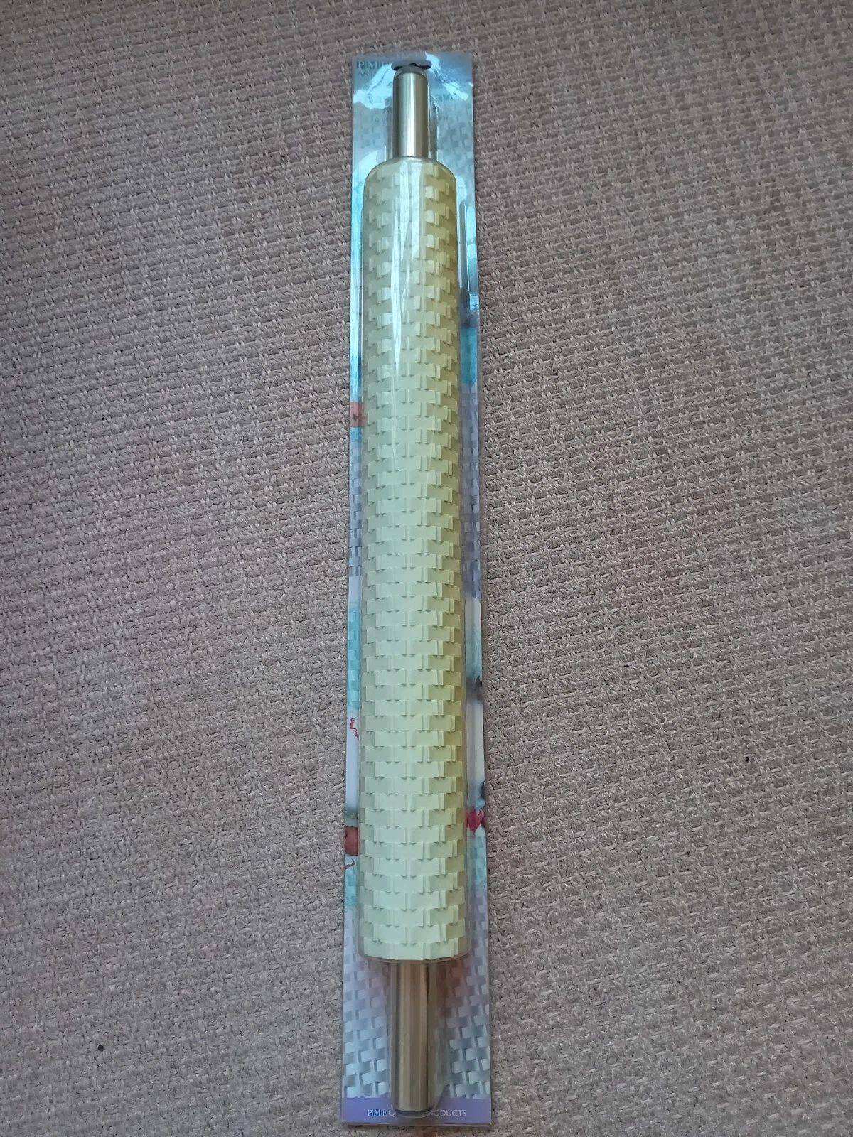 Pme Cake Icing Fondant Deep Impression Basketweave Rolling Pin With Handle Tool