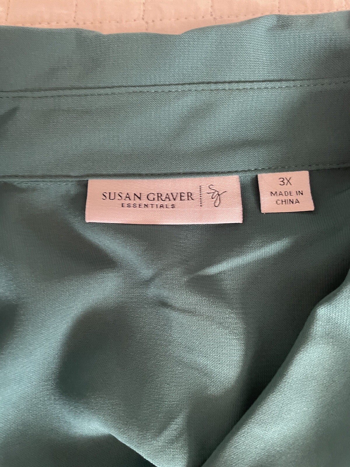 Susan Graver Essentials Emerald green button up b… - image 2