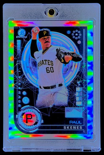 PAUL SKENES ROOKIE REFRACTOR 2024 BOWMAN CHROME SP Insert Topps RC - PIRATES - Picture 3 of 4
