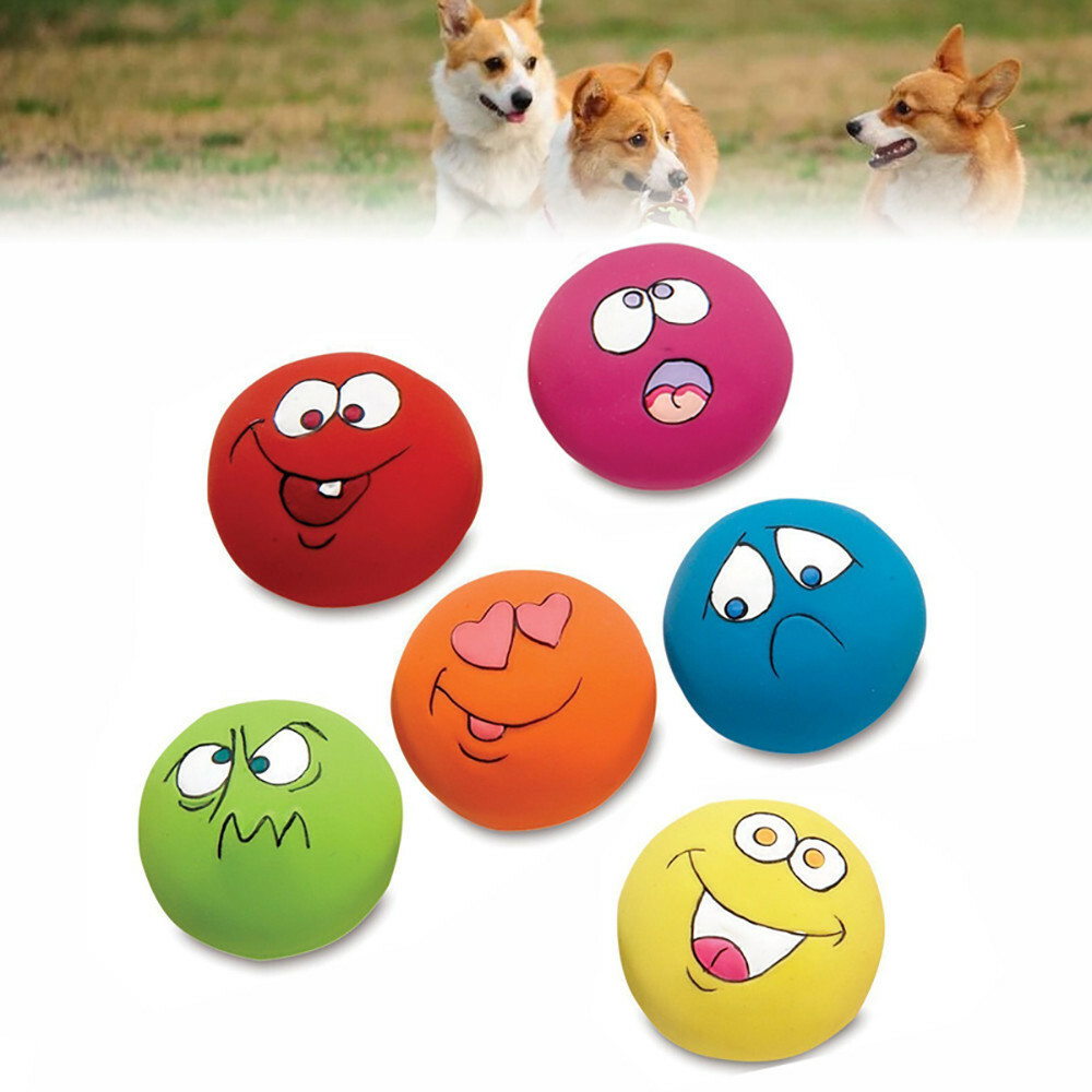 smiley face dog ball