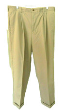 CHAPS 100% Breathable Cotton Pleated & Cuffed Dress Pants-38x30, beige  $84 list
