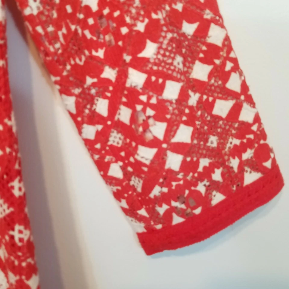 Vestido de encaje Anthrpologie Beth Bowley talla 6 rojo blanco Foto 3 de 4