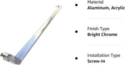 Oil Rubbed Bronze Towel Bar With Clear Acrylic Brackets For Framed Sliding Shower Doors – 34 Inch