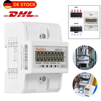 SEAILKA Drehstromzähler mit Zertifikat für Hutschiene 3-phasen 80A IP51 Stromzähler DHL
