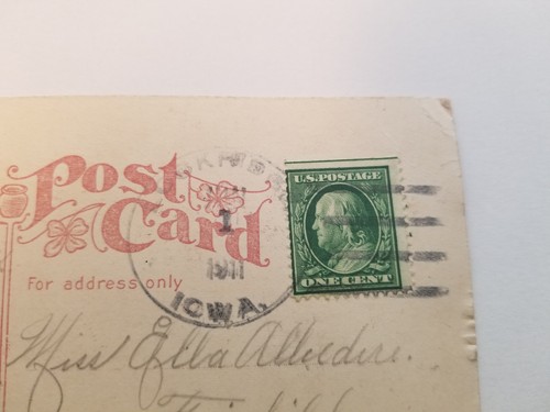 Vintage Postkarte RPPC Katze im Korb Gute Wünsche Grußkarte Poststempel 1911 - Bild 6 von 6