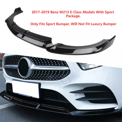 Fit 17-19 MERCEDES BENZ W213 E-CLASS GLOSS BLACK 3PC VIP STYLE FRONT BUMPER LIP