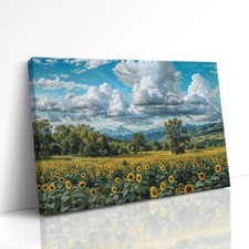 Sunflowers and Storm Clouds Wall Art, Canvas Print for Home Decor, Art Poster