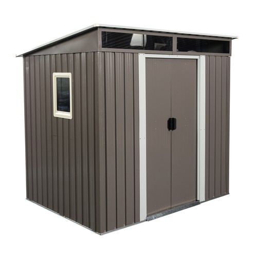 6ft X 5ft Outdoor Metal Storage Shed with Window Transparent Plate - Picture 4 of 10