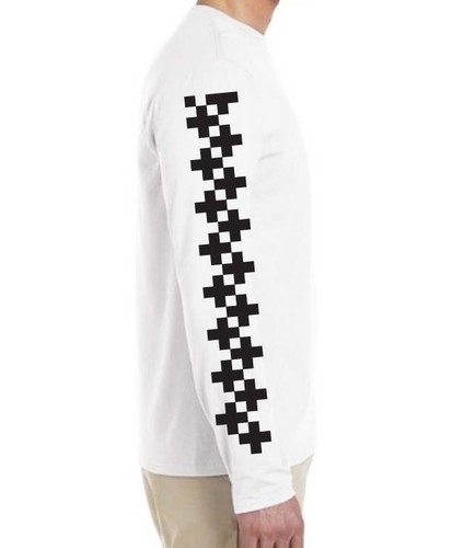 NEW MEN'S PRINTED CROSS CHECKERED ROSE HYPEBEAST HIPSTER LONG SLEEVE T-Shirt - Picture 4 of 6