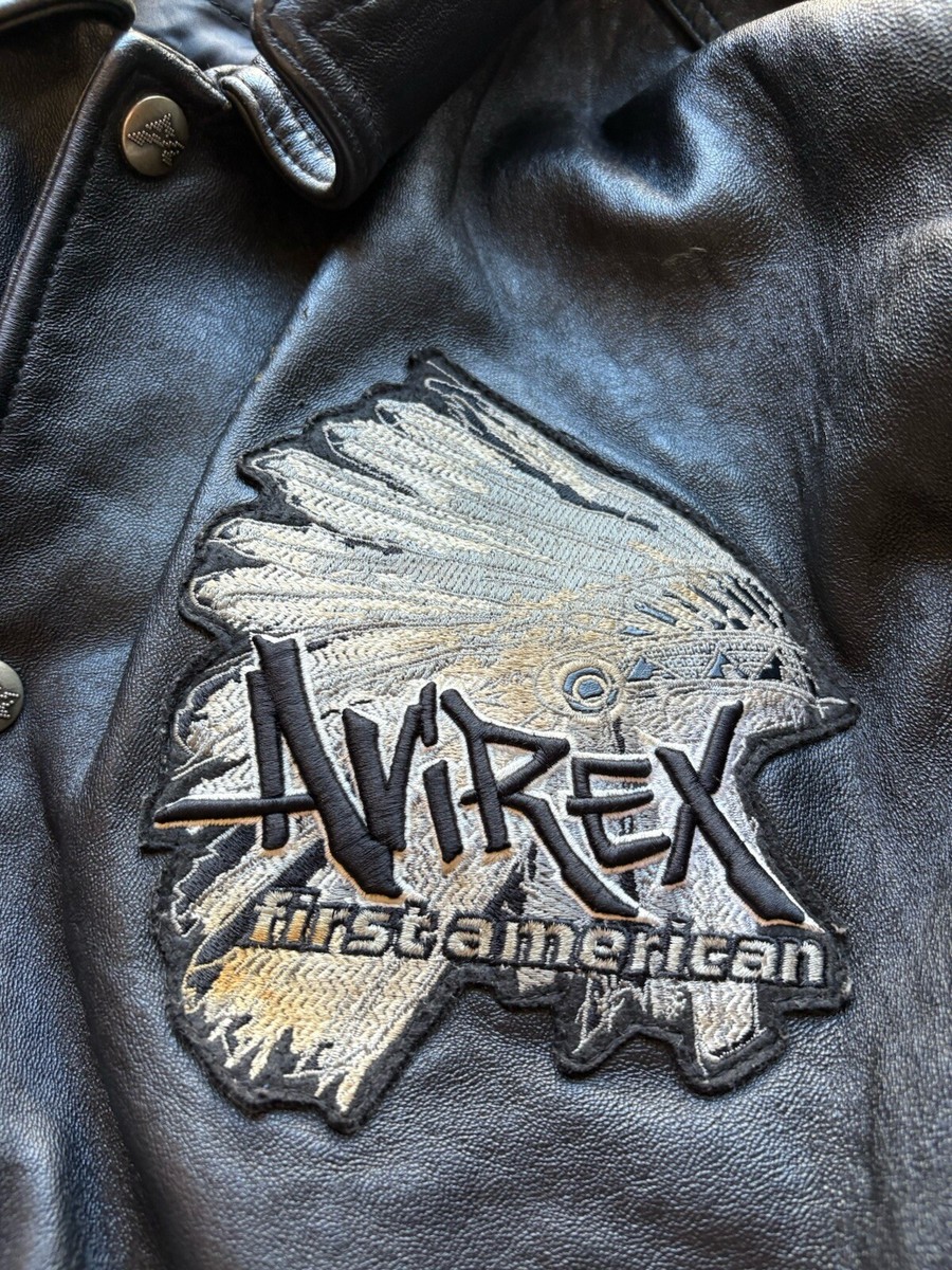 VINTAGE AVIREX USA Authentic FIRST AMERICAN INDIAN Varsity Leather 