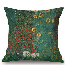 Kissenbezug Canvas-Stoff Jugendstil Gustav Klimt Farmgarten mit Sonnenblumen