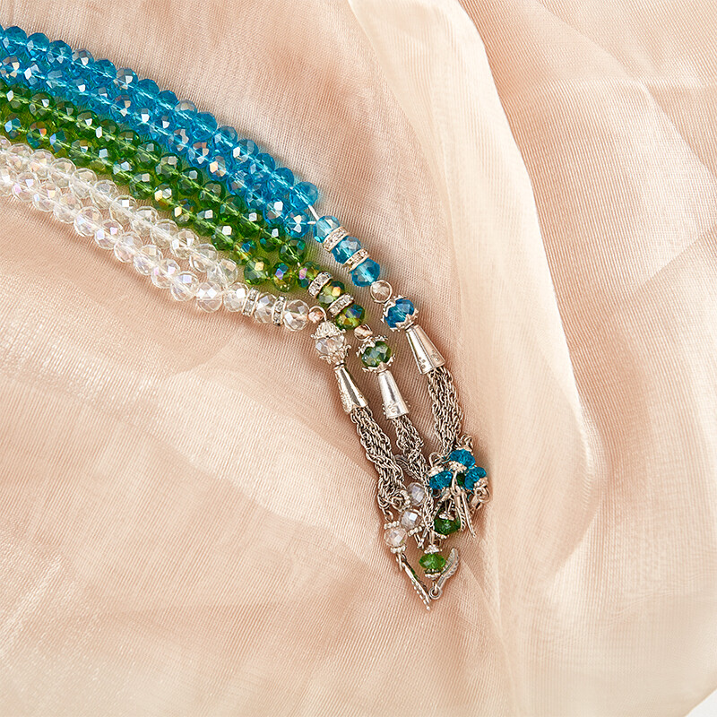 Chapelet (Tasbih) Islamique 99 Perles Cristal - Pour Zikr, Dua Et Prière (neuf)