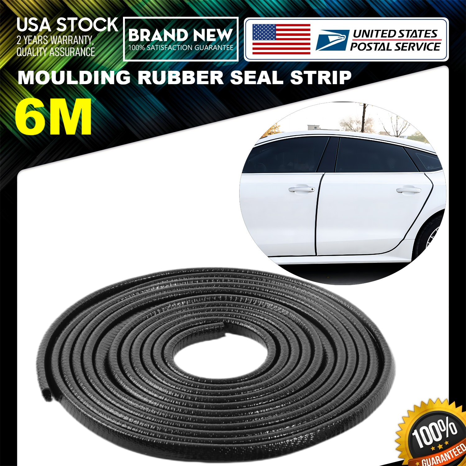 Black 6M Car Bonnet Trunk Hood Edge Top Rubber Sealing Strip Dust Anti-Collision
