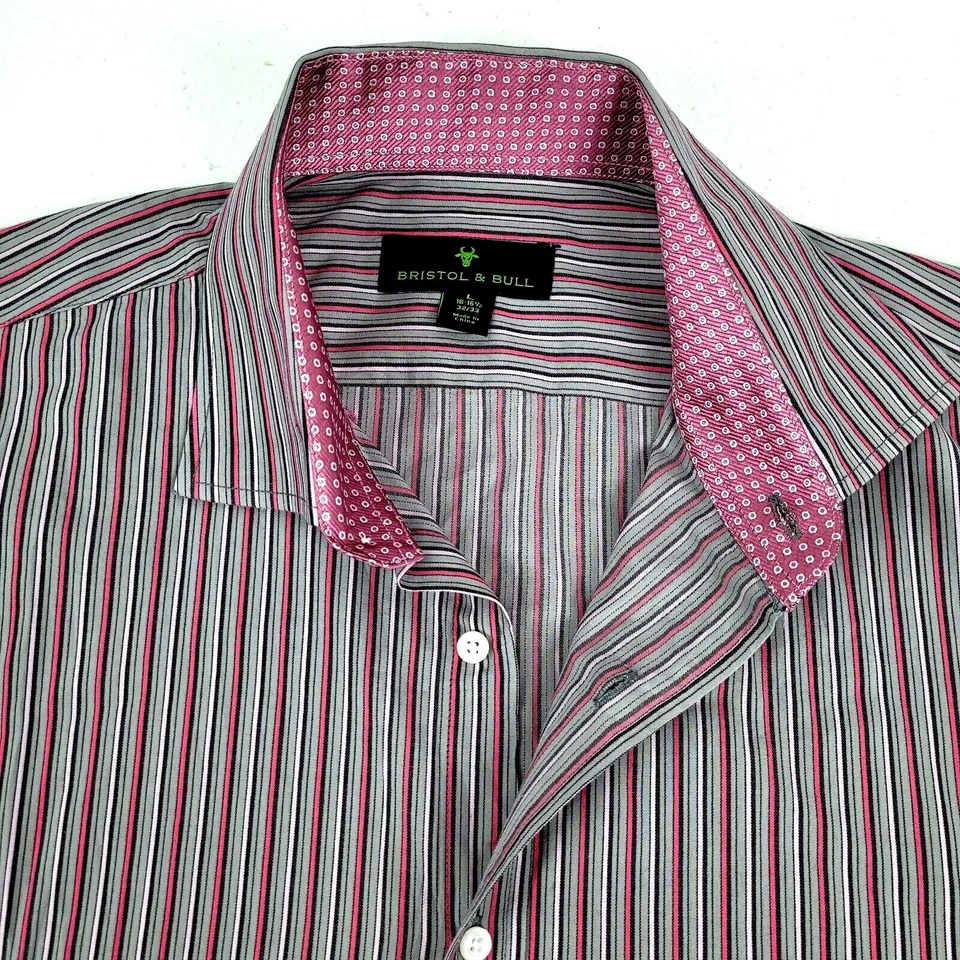 Camisa de vestir para hombre Bristol & Bull talla L 16-16 1/2 32-33 manga larga contraste Foto 4 de 4