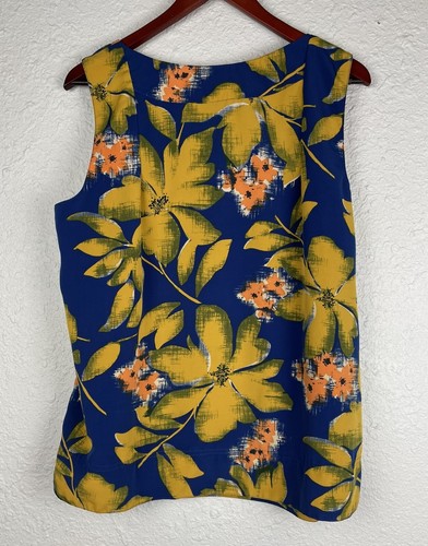 JH Collectibles Sleeveless Blouse Blue Yellow Floral Print Women's Size XL - Picture 10 of 17
