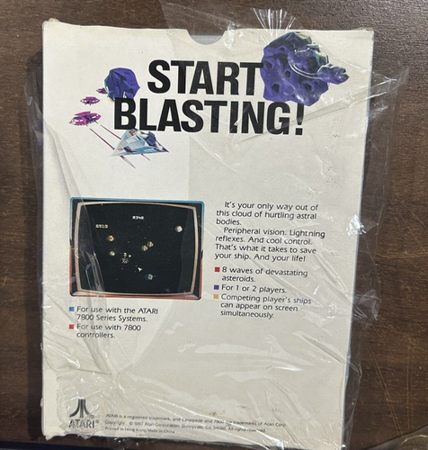 Asteroids Atari 7800 Video Game Cartridge plastic coming off but never opened - Picture 4 of 13
