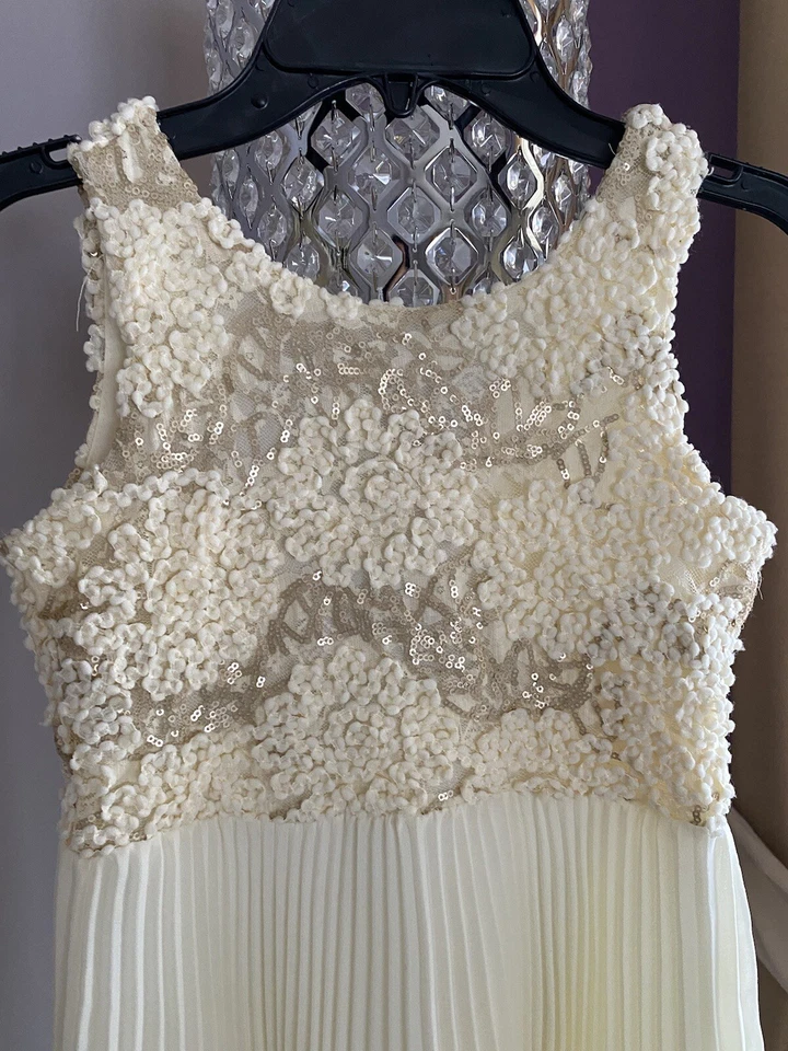 Girl Sz 7 Pleated Skirt Appliqué Dress. Cream/Ivory/Off-white. Soprano/Nordstrom — 第 4/4 张图片